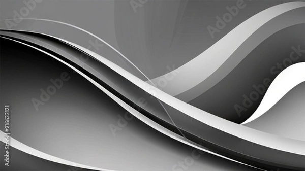Obraz Abstract gray background with smooth lines. Dynamic waves. vector illustration
