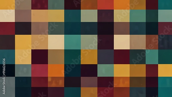 Fototapeta abstract illustration background with a theme of squares, using a mix of vibrant and muted colors