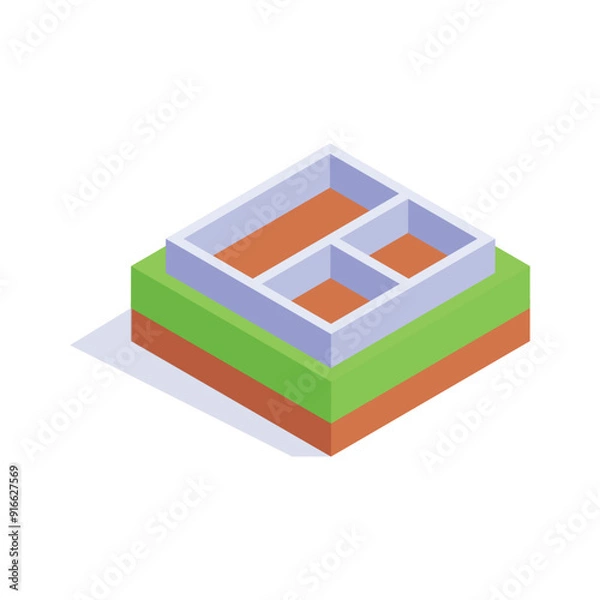 Obraz Get this creatively crafted floor plan isometric icon design