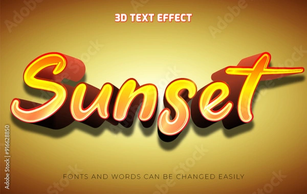 Obraz Sunset 3d editable text effect style