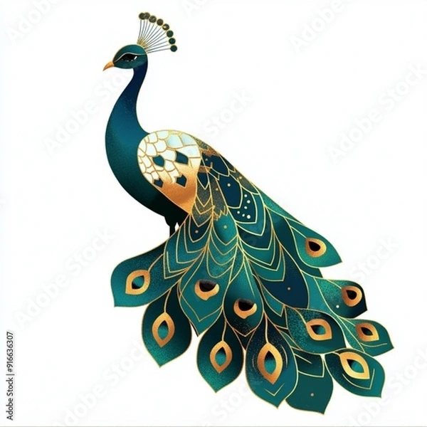 Obraz Nice cute peacock stand in a place 