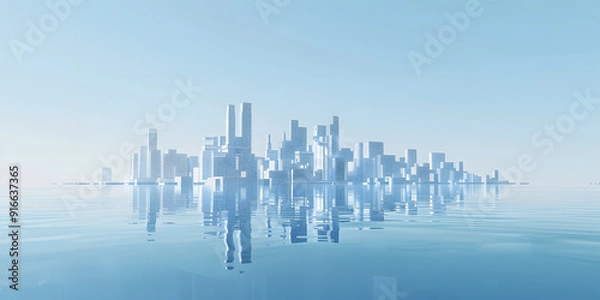 Obraz Abstract future urban agglomeration and water reflection