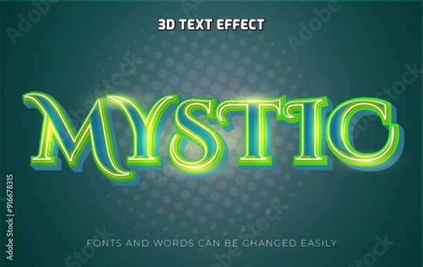 Fototapeta Mystic green glow 3d editable text effect style
