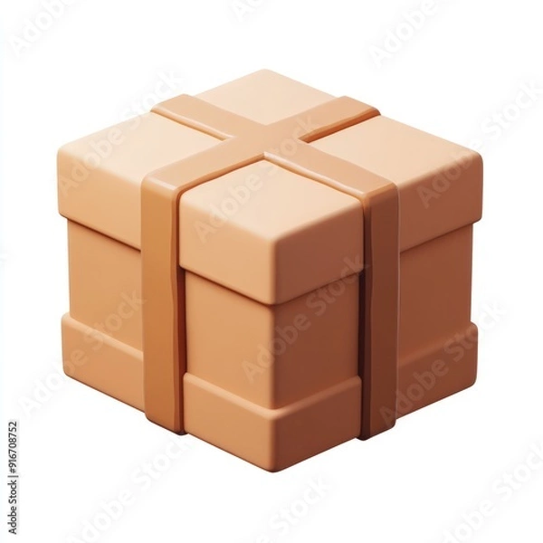 Obraz Brown Cardboard Box with Tape