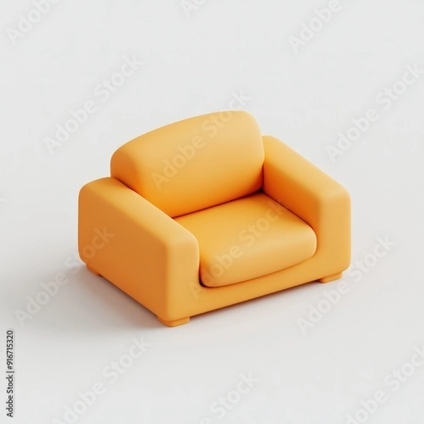 Obraz Orange Armchair on a White Background