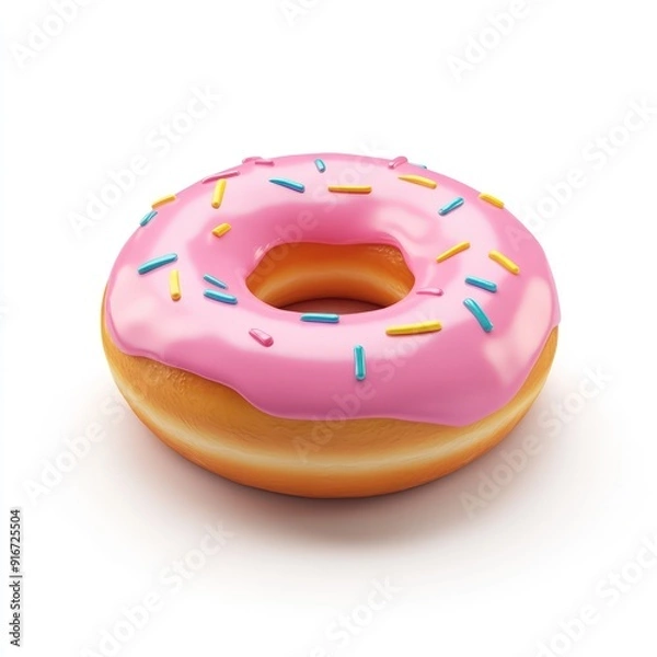 Fototapeta Pink Glazed Donut with Sprinkles