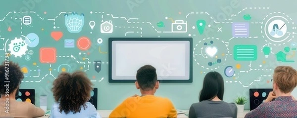Fototapeta Online curriculum development with teacher feedback, interactive digital education tools for effective learning