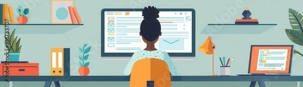 Obraz Teacher managing online quizzes, guiding students through interactive assignments, effective remote learning solutions