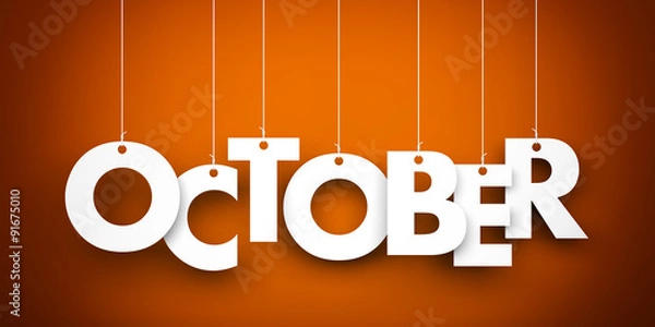 Obraz October. Text hanging on the strings