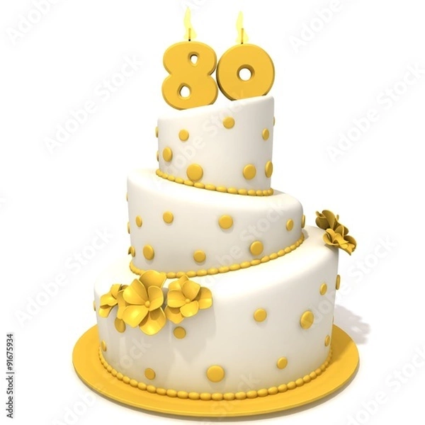 Fototapeta Birthday cake with number eighty