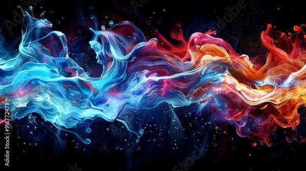 Obraz Colorful abstract swirl of paint resembling a flowing river in space at nighttime