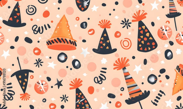 Fototapeta New Year's and Christmas festival cards in a 2D doodle illustrator style on pastel color backgrounds for graphic advertising.