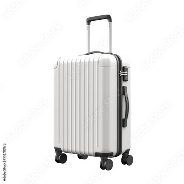 Fototapeta white travel suitcase isolated on transparent background, png