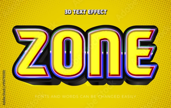 Obraz Zone yellow 3d editable text effect style