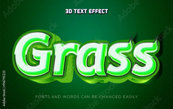 Fototapeta Grass 3d editable text effect style