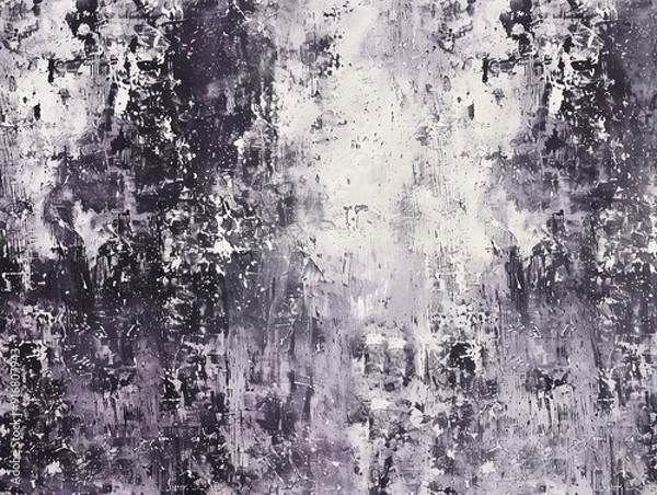 Fototapeta Abstract black and white distressed texture background with slight lavender undertones