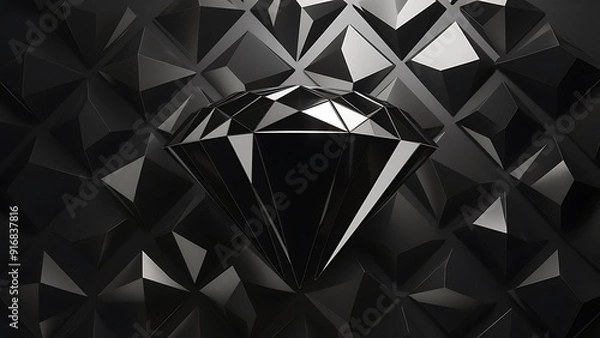 Obraz 3d black diamond pattern abstract wallpaper on dark background