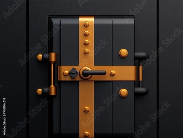 Fototapeta Security safe in a bank vault, high-level security, flat design illustration