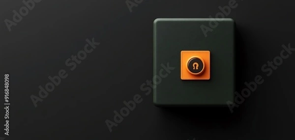 Fototapeta Security safe with security badge, certified protection, flat design illustration