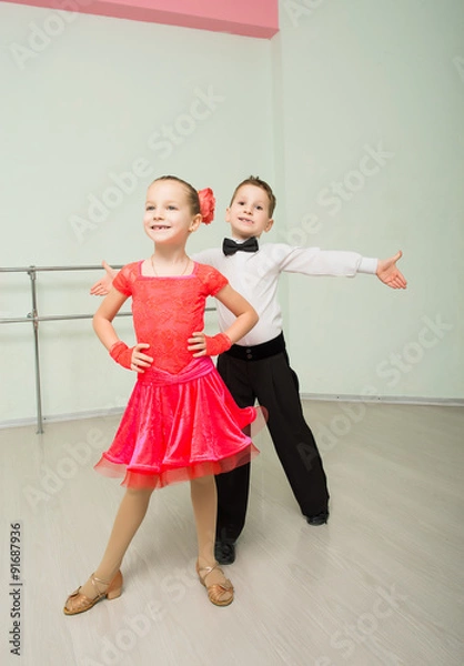 Fototapeta Dancing, ballroom dancing, dance studio, children