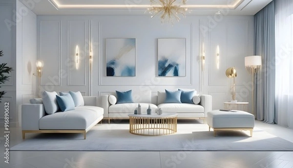 Fototapeta Photo interior modern design room 3d illustration