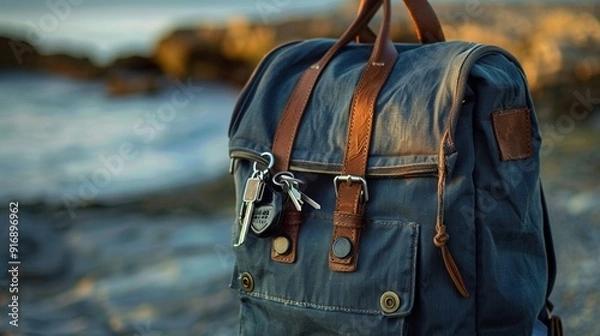 Obraz A backpack with a keychain.