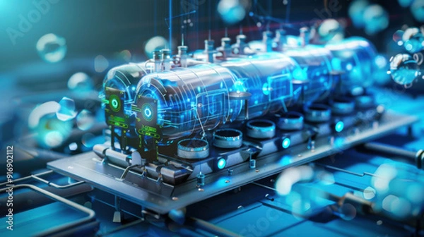 Fototapeta Hydrogen fuel cells generating clean power