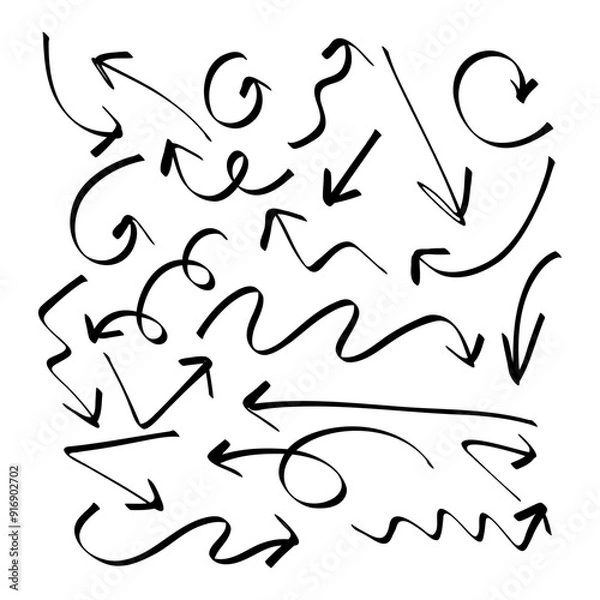Obraz Hand drawn brush vector arrows