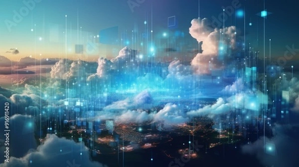 Fototapeta Cloud Computing Data and Technology