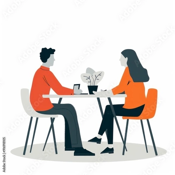 Fototapeta marketing consultation expertise simple and flat illustration on a white background