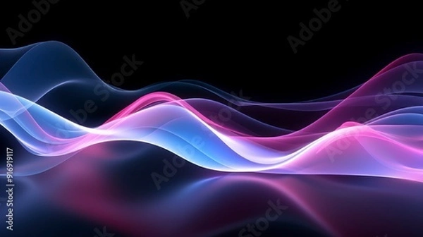 Fototapeta Dark abstract background with a glowing abstract waves abstract smoke background.