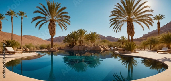 Fototapeta  serene oasis in the middle of the desert.