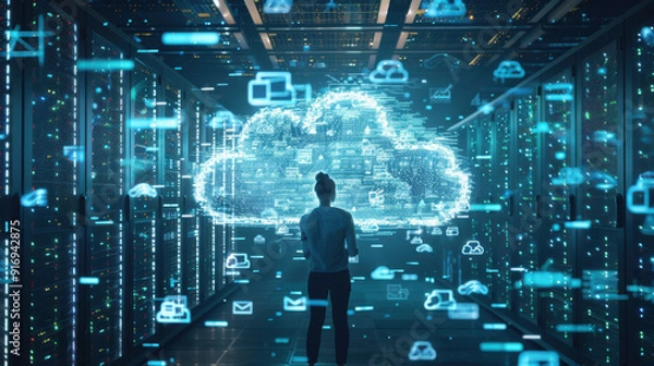 Fototapeta Person encrypting files before uploading to the cloud