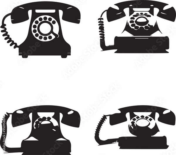 Fototapeta silhouette of clean vector Telephone set isolated on white background