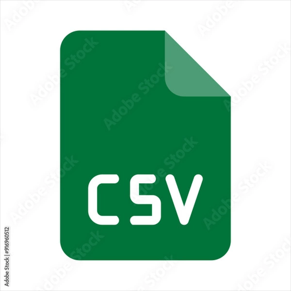 Fototapeta Vector illustration of a CSV format icon on a white background.	