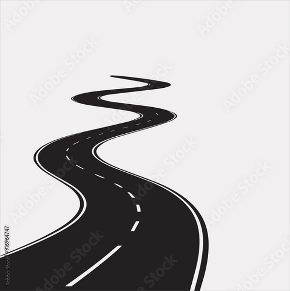 Fototapeta Road vector silhouette on a white background
