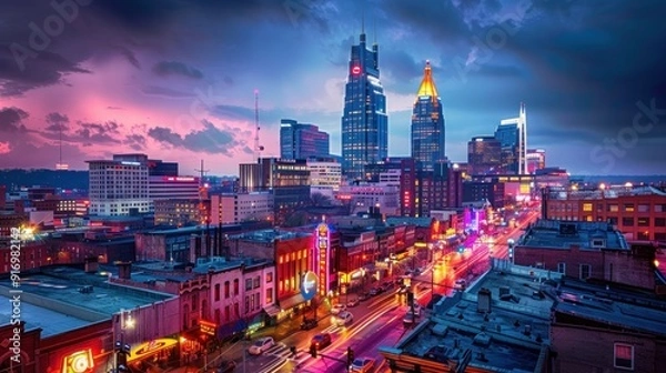 Obraz Nashville Skyline at Dusk