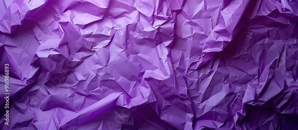 Fototapeta Purple abstract background with crumpled used wrapping paper Top view composition with empty copy space for adding text or images