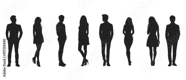 Fototapeta silhouettes of people in various poses