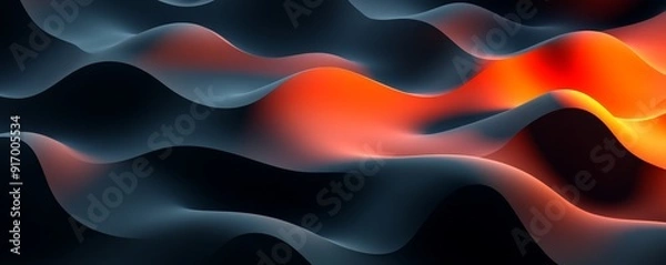 Obraz Abstract digital art with flowing waves of orange and black.