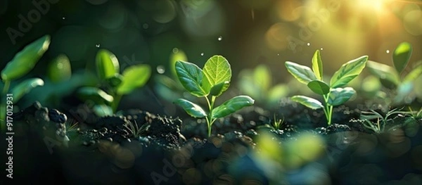 Fototapeta Organic digital background for scientific research with a banner from Young Sprout Agricultural Technologies including copy space image