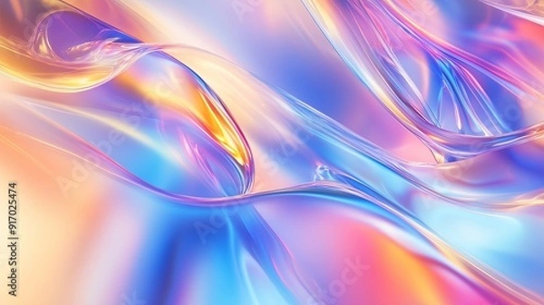 Fototapeta Bright multicolored abstract animation iridescent wavy background design