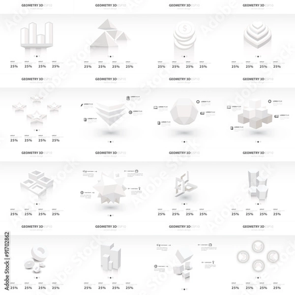 Fototapeta White infographic 3d Graph template Vector