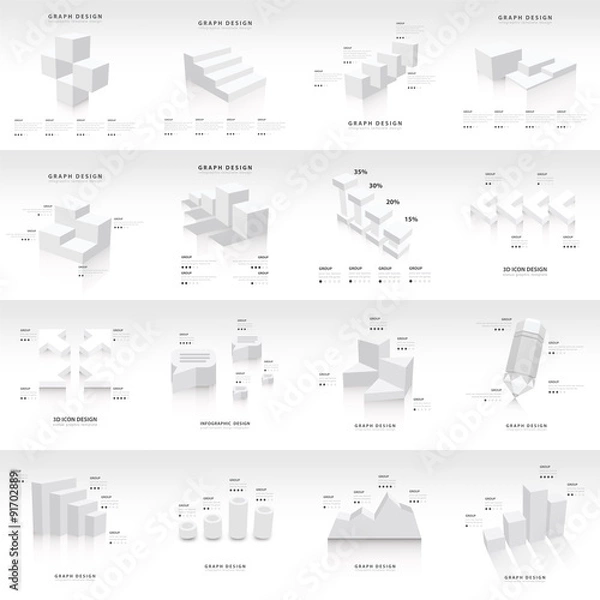 Fototapeta White infographic 3d Graph template Vector