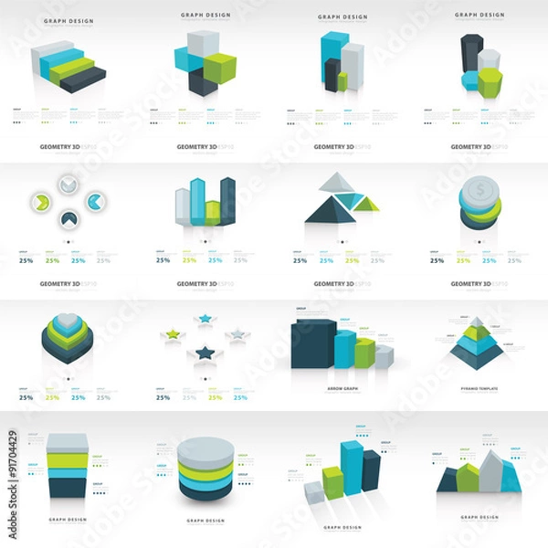 Fototapeta geometry  infographic template set