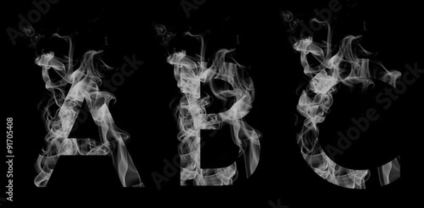 Obraz Dym czcionki. Listy A, B, C