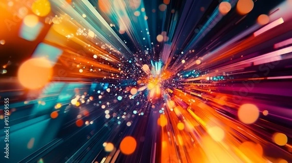 Fototapeta A colorful abstract background with a burst of light