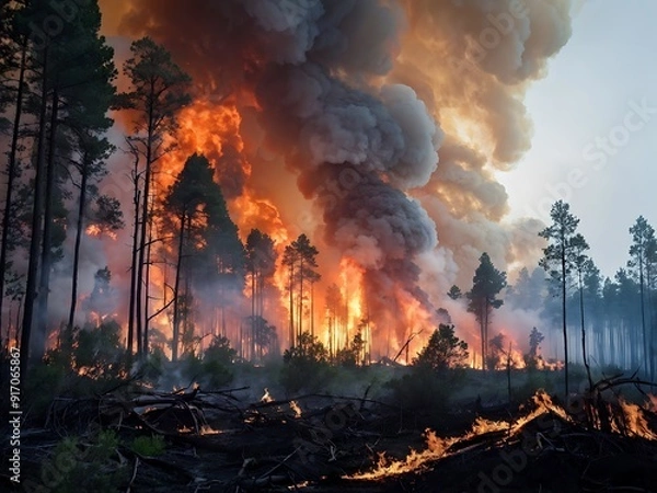 Obraz Forest Fire: A Blaze in the Trees