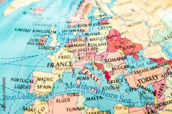 Obraz Macro image of a Map of Europe