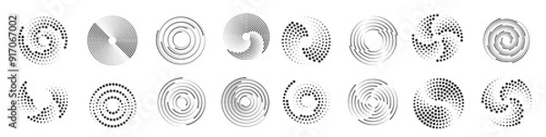 Fototapeta Set of speed lines in circle form. Radial speed Lines in Circle Form for comic books.